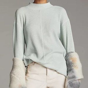 Anthropologie T.La Relaxed Mock Neck Waffle Top